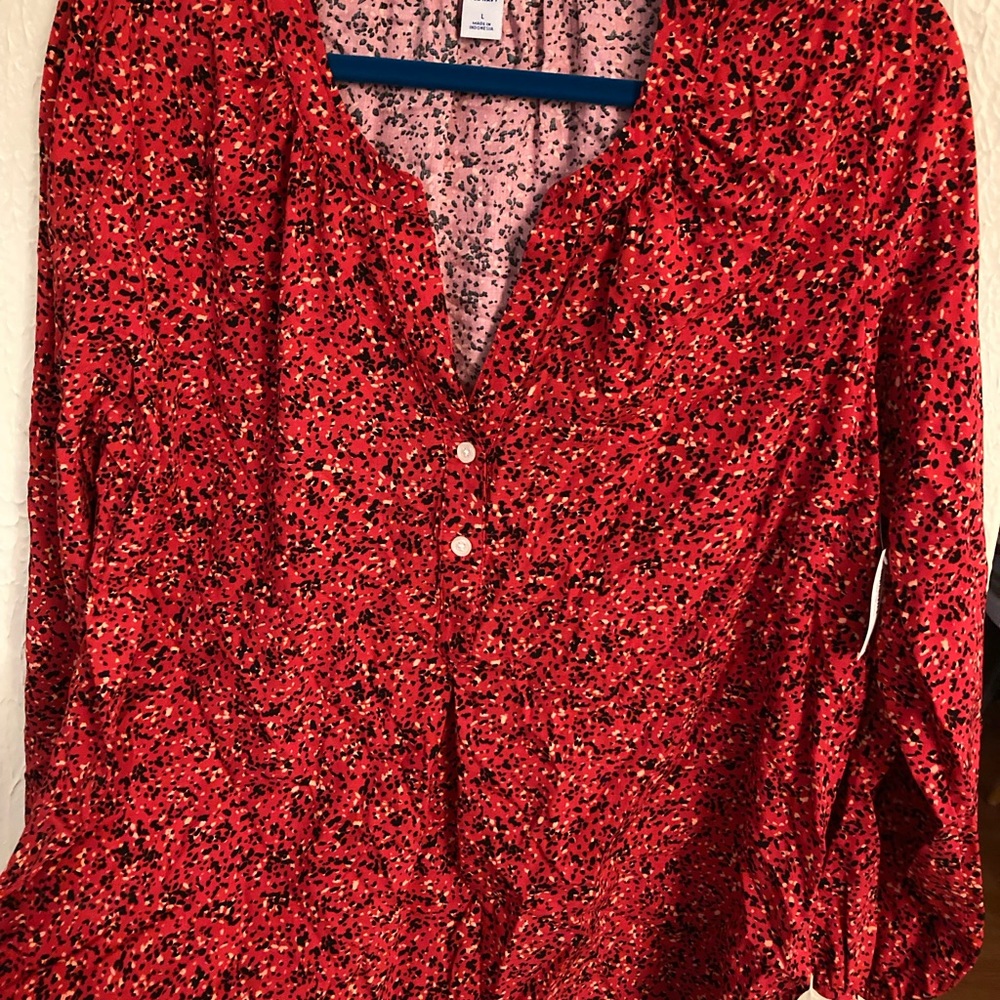 Old Navy Red Two Button Blouse